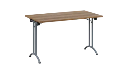 SLA 125 lak skládací jednací stůl 1250x700, deska 25 mm, podnož stříbrný lak, deska ořech světlý